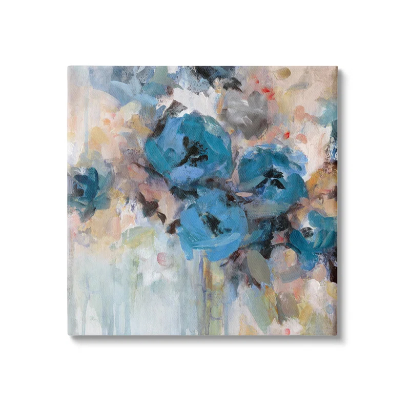 Stupell Industries " Contemporary Blue Flowers Arrangement Impressionist Brushstrokes " by Carol Robinson Painting Print