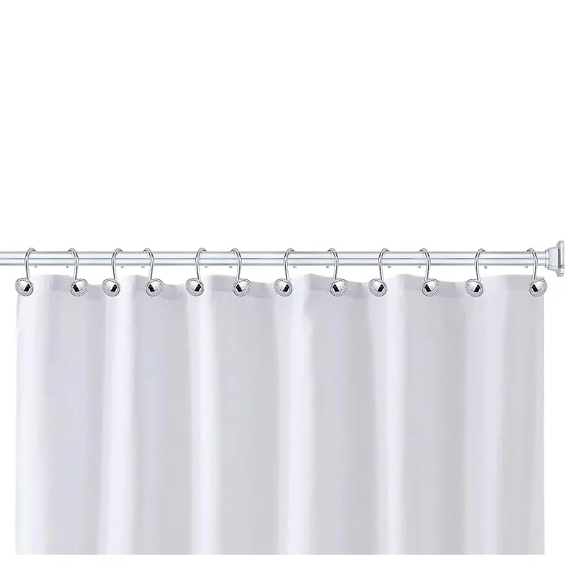 Home Mart Goods 12 Piece Set - Chrome Button Heavy Duty Shower Curtain Hooks Rings Rustproof Metal