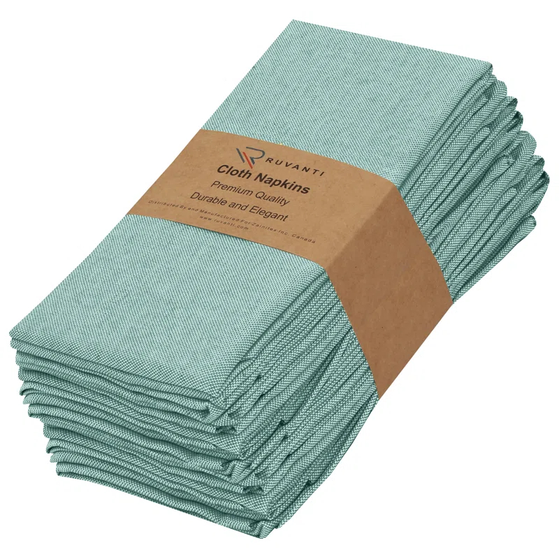 Ruvanti Poly Cotton Square Cloth Napkins Chambray Fabric (Set of 12)