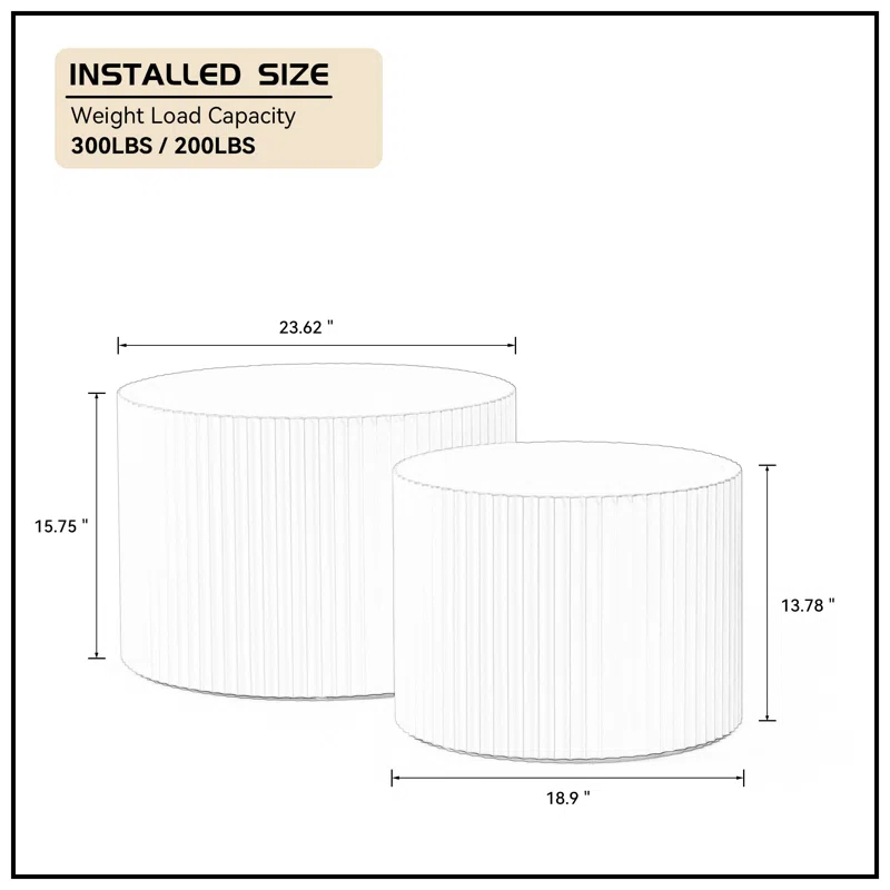Hokku Designs Blayne 23.62" Round Nesting Coffee Table (2-Pieces)