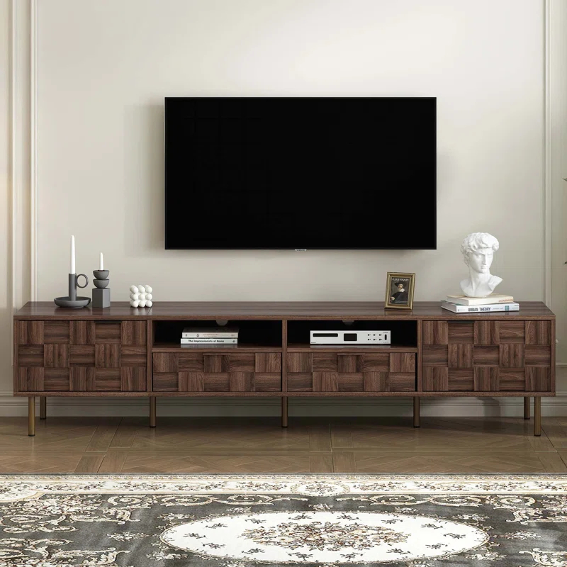 George Oliver Mid Century TV Stand with 2 Drawers, Media Console Table for TVs up to 85'', Entertainment Center with Storage for Living room, Bedroom, Home Theatre