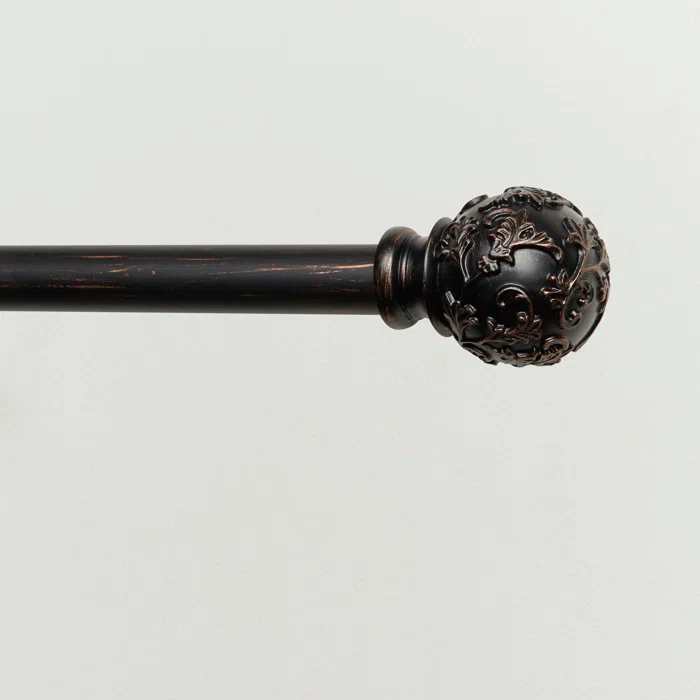 Jewett Exclusive Home Vine 1" Curtain Rod and Coordinating Finial Set, Adjustable