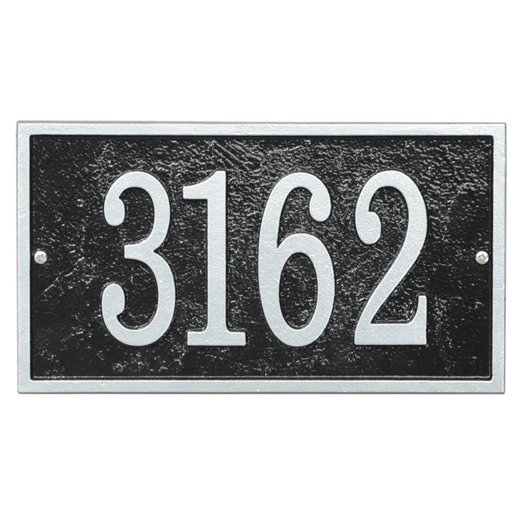 Black and Silver Metal Rectangle House Numbers Plaque