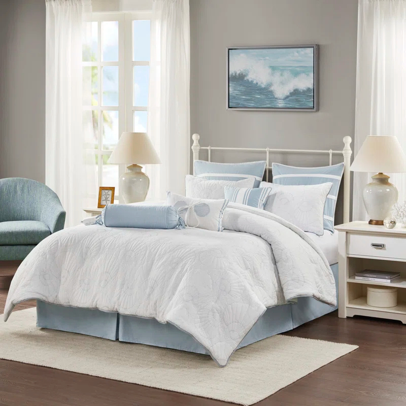 Harbor House Crystal Beach White Cotton Coastal Comforter Set