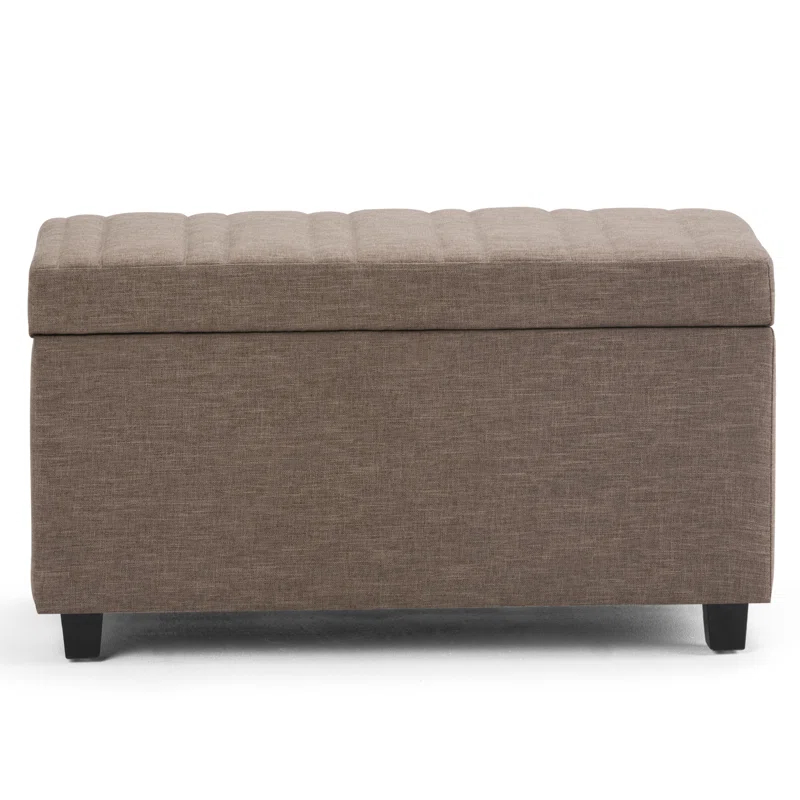 Simpli Home Darcy 33"W Upholstered Storage Ottoman Bench with Large Interior Storage and Child Safety Hinges