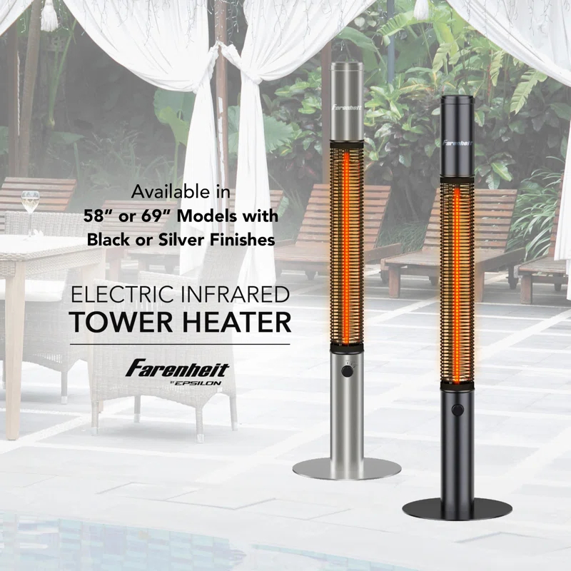 59" 1500 Watt Electric Standing Patio Heater