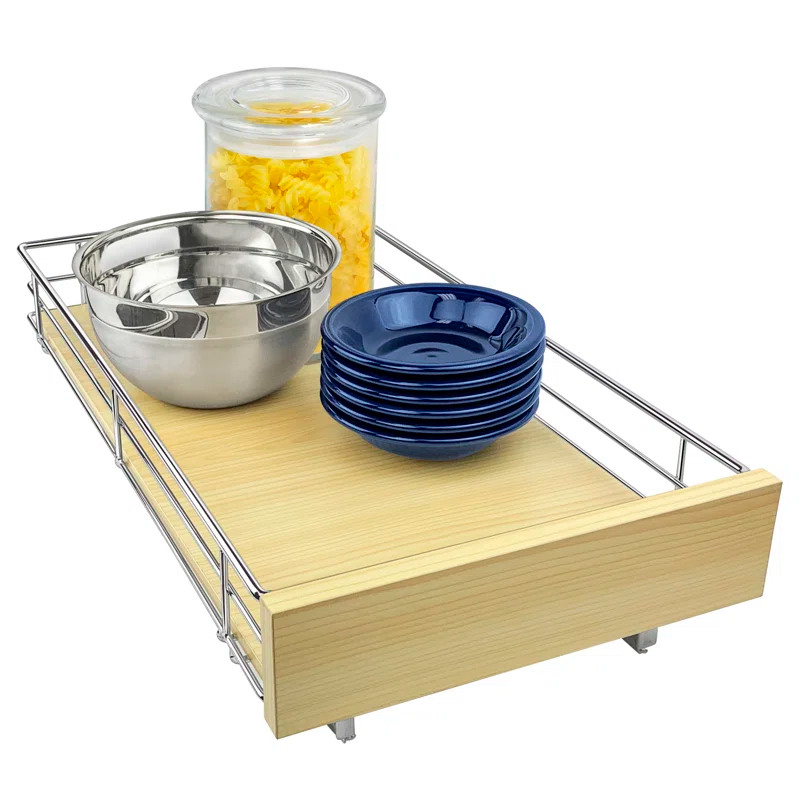LYNK PROFESSIONAL® Select Pull Out Cabinet Organizer for Kitchen Cabinets, Wood and Chrome