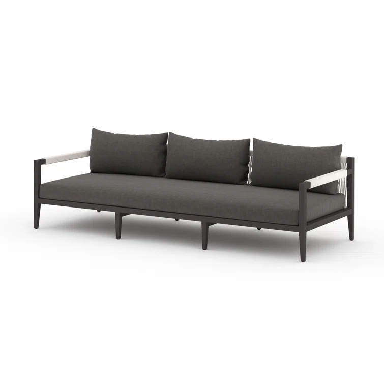 Sherwood Charcoal Gray Aluminum Outdoor Patio Sofa