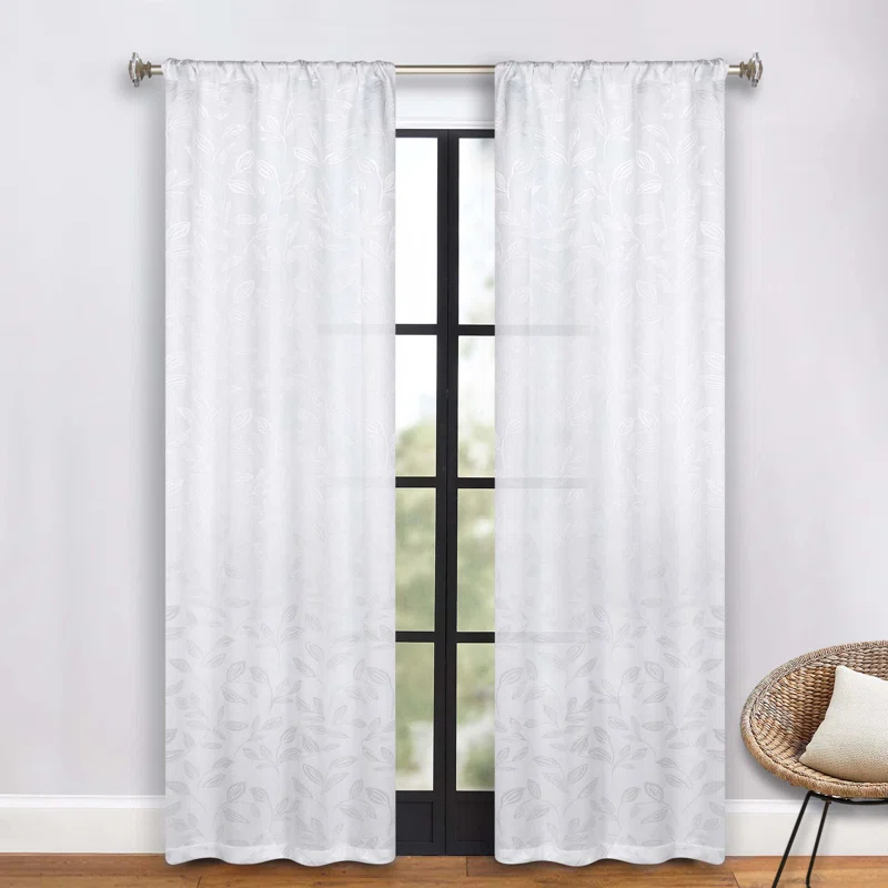 Superior Modern Bohemian Leaves Polyester Machine Washable Room Darkening Blackout Curtains by Superior (Set of 2)