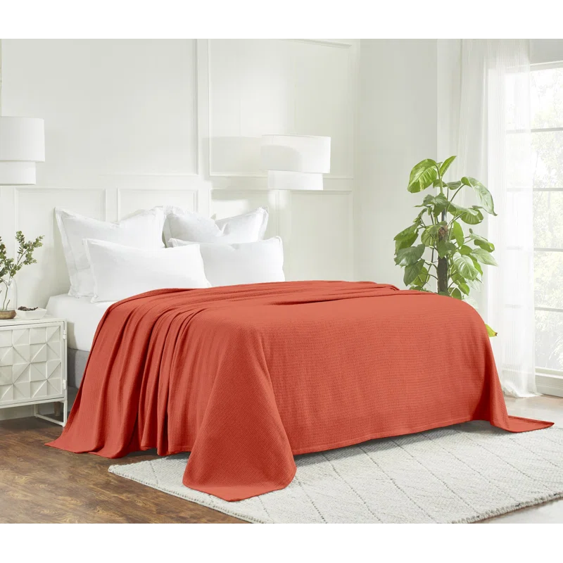 Superior Waffle Weave Honeycomb Knit Soft Textured All-Season Cotton Blanket