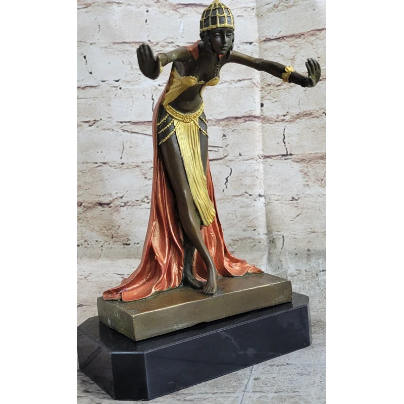 Bungalow Rose Wernick Egyptian Princess By French Artist J.R Colinet Genuine Bronze Sculpture Figurine