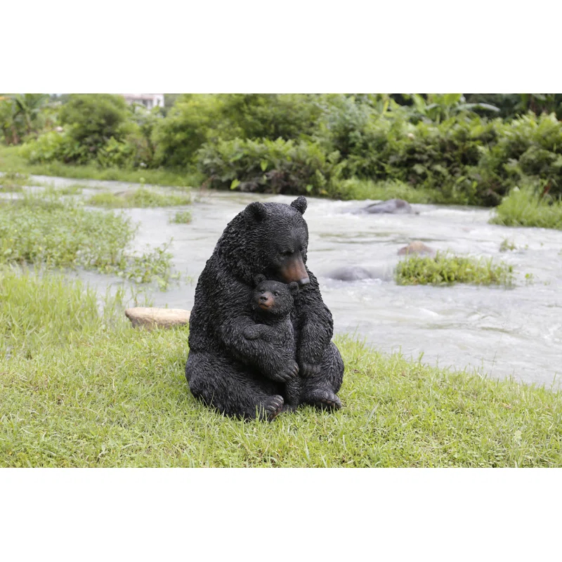 Hi-Line Gift Ltd. Bear Mother and Child Embracing Statue