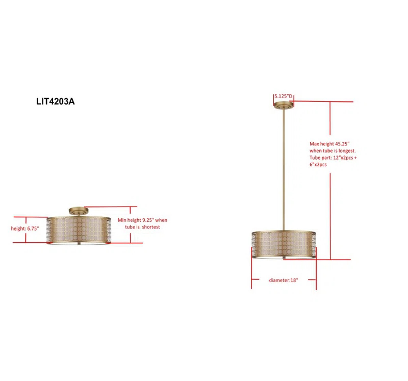 Mercer41 Torpoint 3 - Light Dimmable Drum Chandelier