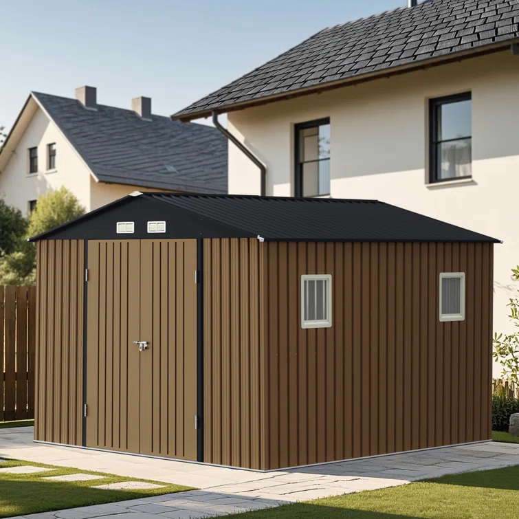 LAVRE 10X12 FT Outdoor Metal Storage Shed with Windows