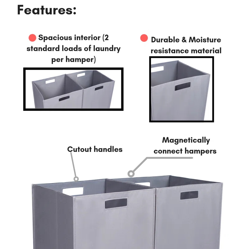 BirdRock Home Internet's Best Fabric Laundry Hamper with Handles