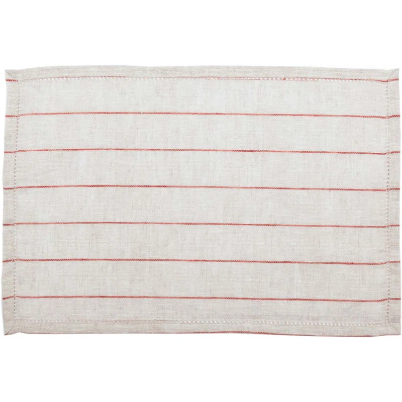Gracie Oaks Inloes Linen Striped Rectangle Placemat (Set of 6)