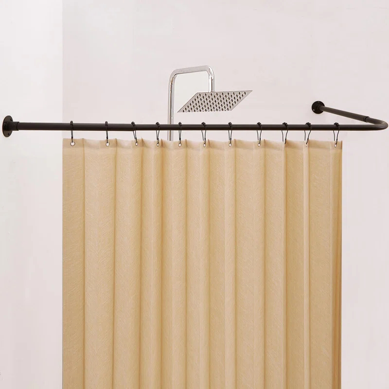 shuoli [39"-68.5"] X [55"-84.2"] Large Corner Shower Curtain Rod, L Shaped Adjustable 90 Degree Right-Angled Curved Bathroom Curtain Rod With 12 Hooks And Ceiling Support