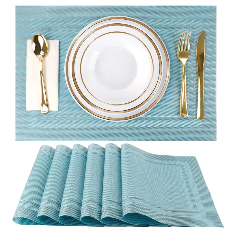 Placemats,Table Place Mats For Kitchen Dining, Heat-Resistant Anti-Skid Stain Washable PVC Table Mats, Easy To Cleaning Woven Vinyl Dinner Mats (6 Pack)