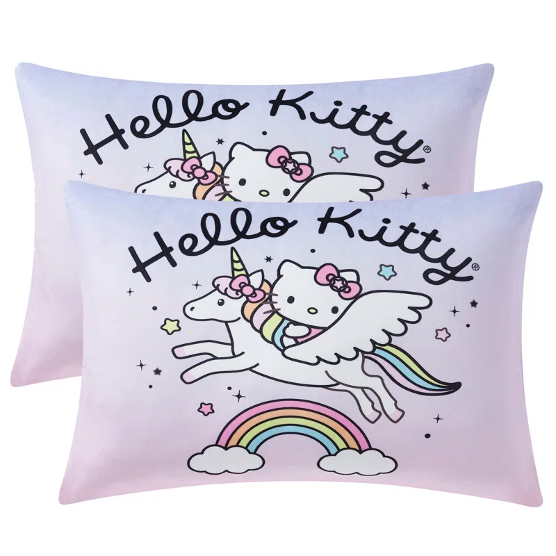 Northwest Hello Kitty Kids Bed Pillow Pack W/ Removable Pillowcase, 2-Pack