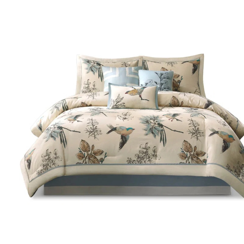 Madison Park Reversible 7 Piece Printed Cotton Twill Comforter Set