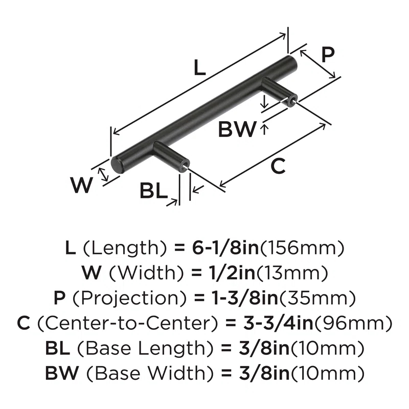 Amerock Bar Pulls 3-3/4 inch (96mm) Center-to-Center Cabinet Pull