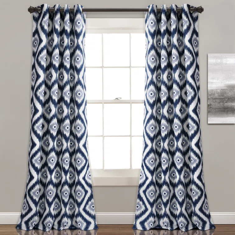 Lush Decor Diamond Ikat Polyester Semi Sheer Curtain Pair (Set of 2)