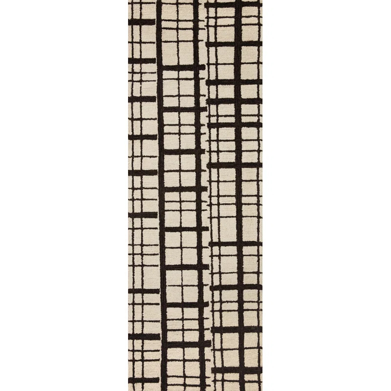 Chris Loves Julia x Loloi Polly Checkered Hand Tufted Jute/Sisal/Wool Black/Ivory Area Rug