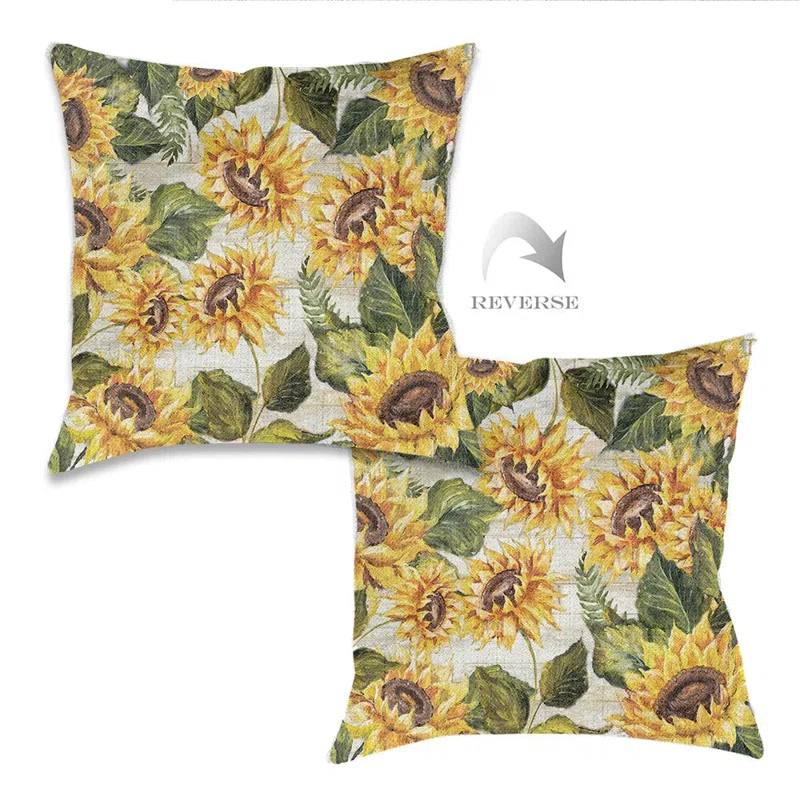 Laural Home Sunflower on Shiplap Indoor Woven Decorative Pillow