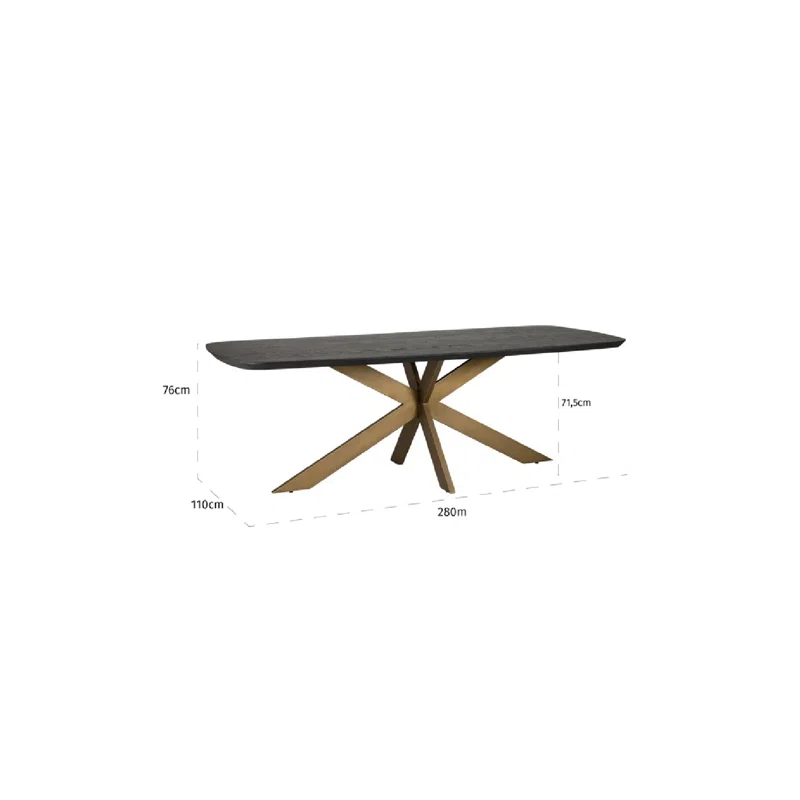 OROA Cambon Oak Oval Unfinished Solid Wood Top Metal Base Dining Table