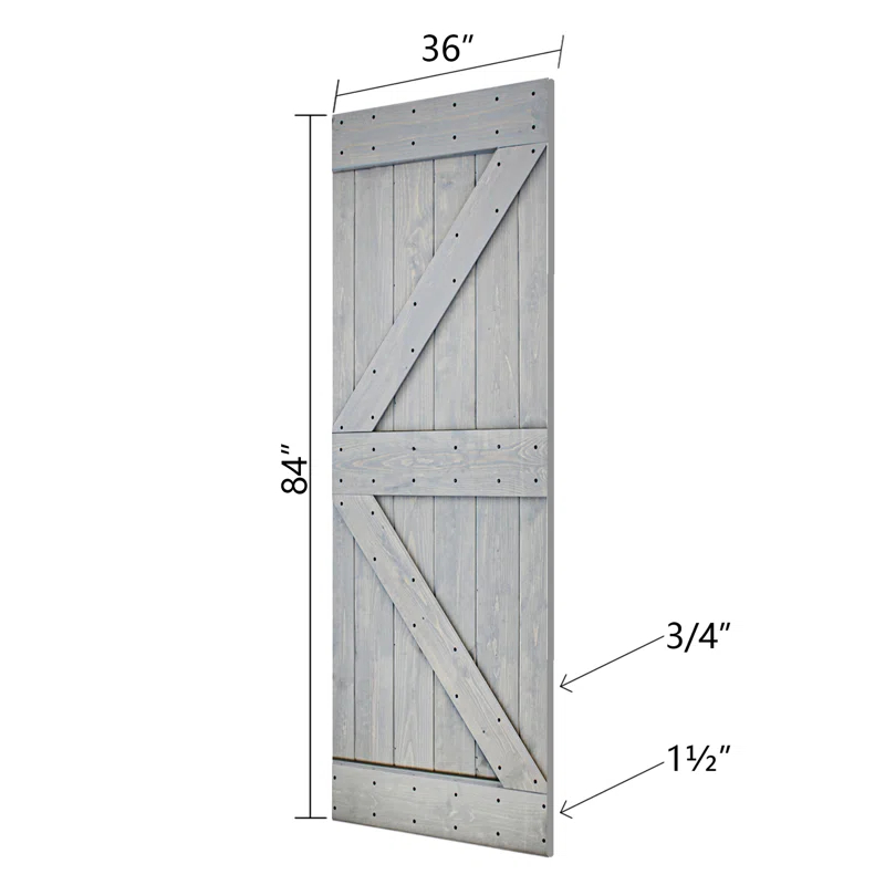 IsLife K Style Solid Core Wood Double Sliding Barn Door with Hardware Kit -Assembly Needed (Set of 2)