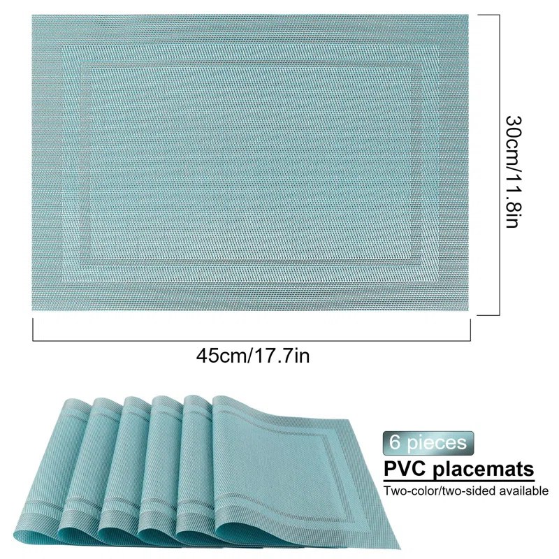 Placemats,Table Place Mats For Kitchen Dining, Heat-Resistant Anti-Skid Stain Washable PVC Table Mats, Easy To Cleaning Woven Vinyl Dinner Mats (6 Pack)