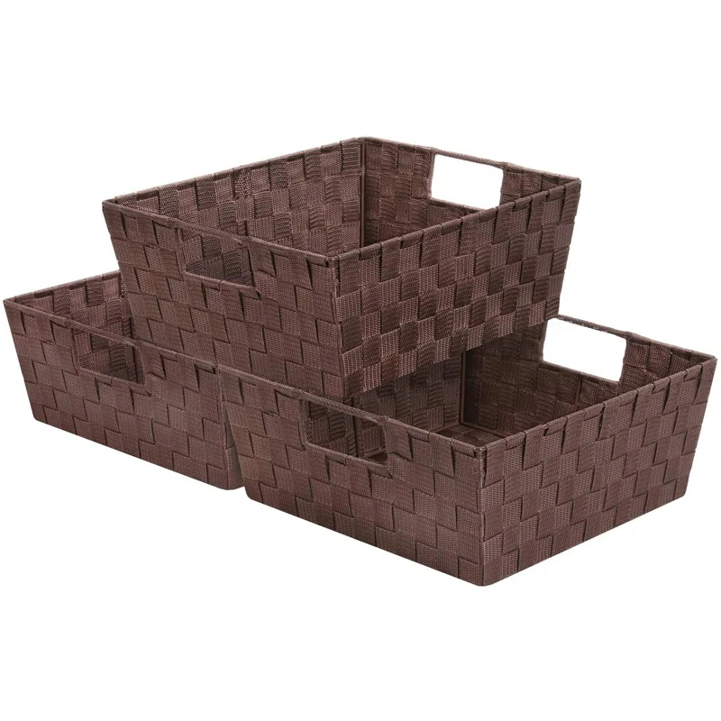 Sorbus Sorbus Stackable Wicker Tote Woven Basket with Handles 3 Pack