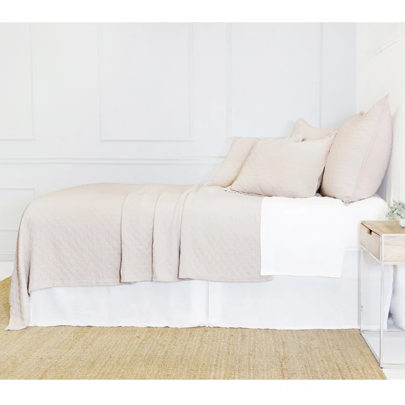 Ojai Cotton Matelassé Coverlet by Pom Pom at Home - Blush / Twin