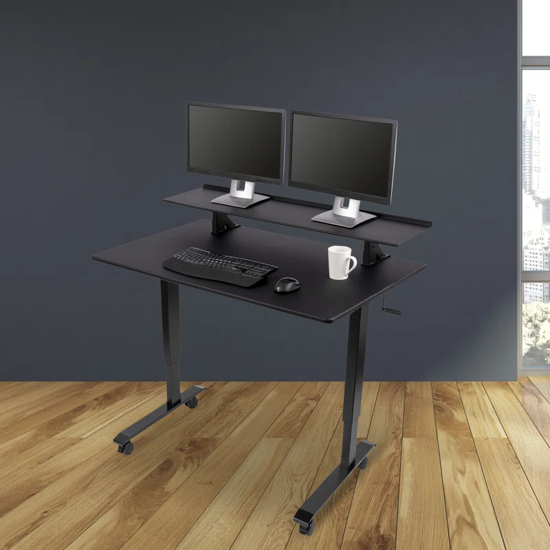Inbox Zero LaCure Adjustable Metal Base Standing Desk