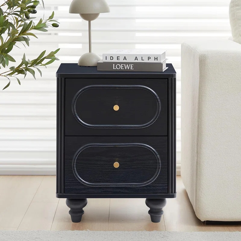 Canora Grey 2 Drawer Fluted Nightstand Set Of 2, Mid Century Modern Farmhous...