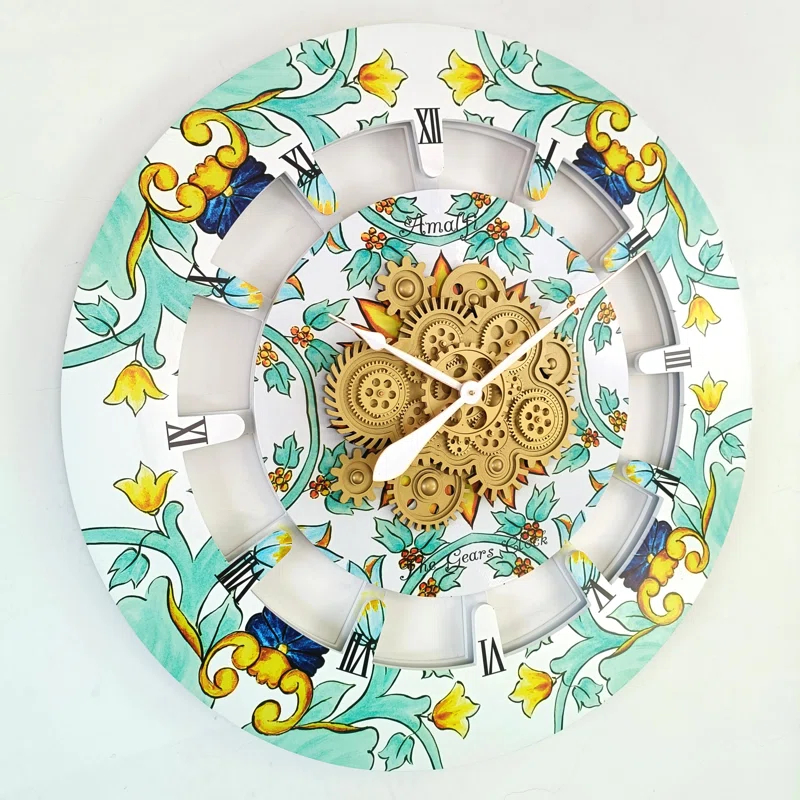 The Gears Clock Wall Clock Oversized 36" for Living Room with Real Moving Gears Italy Style | Wayfair