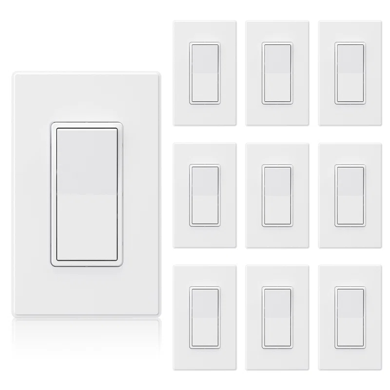 ELEGRP 15 Tamper Resistant Single Pole Rocker Light Switch (Set of 10) ES004A-0110SWP