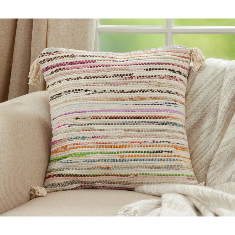 Saro Pavimento Collection Tassels Pillow Cover