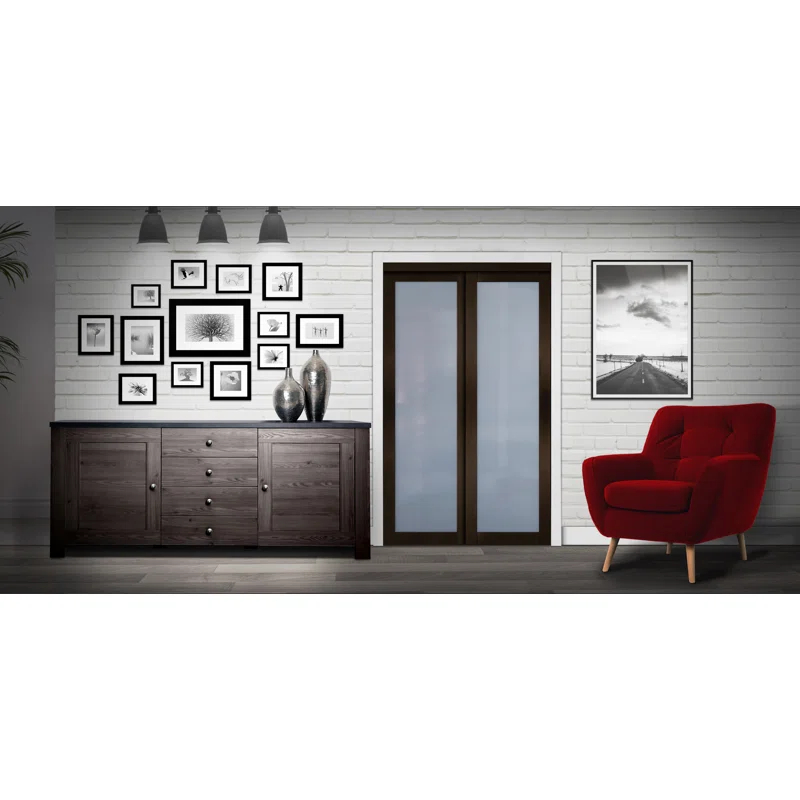 Renin 60'' x 80.5'' Semi-Solid Paneled Low-Gloss Sliding Closet Doors