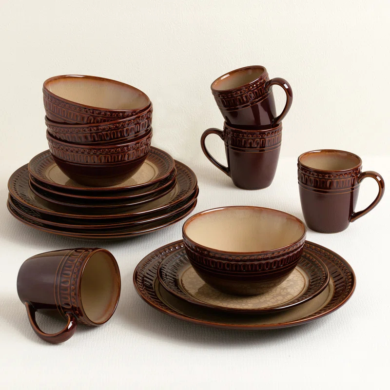 Lorren Home Trends 16 Piece Stoneware Dinnerware Set - Service for 4