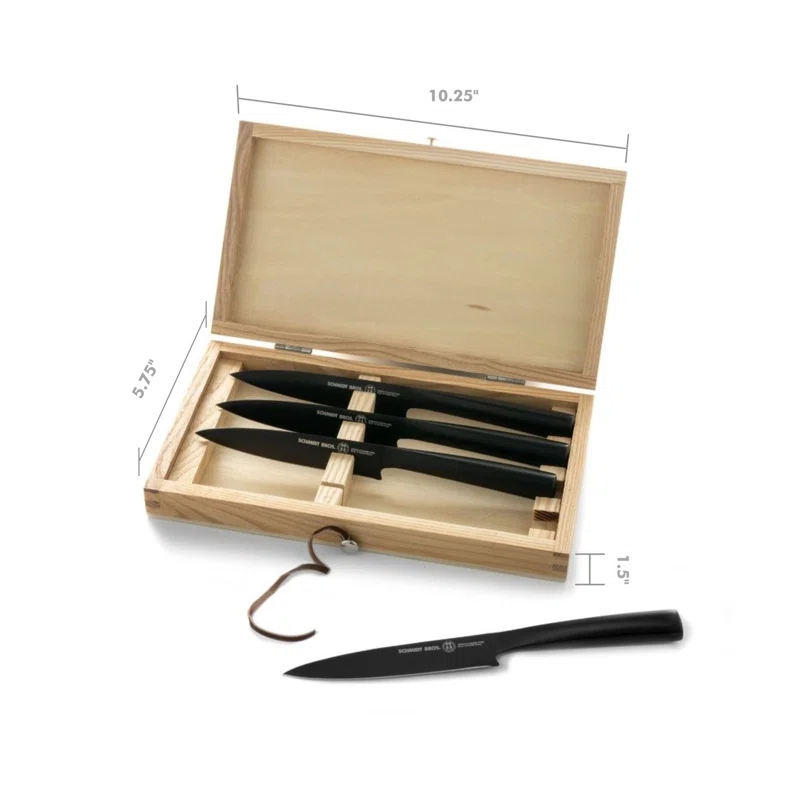 Schmidt Brothers Cutlery Jet Black 4-Piece Steak Knife Set