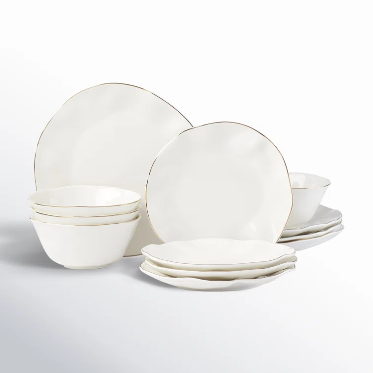 Blue Bay White 12-Piece Dinnerware Set