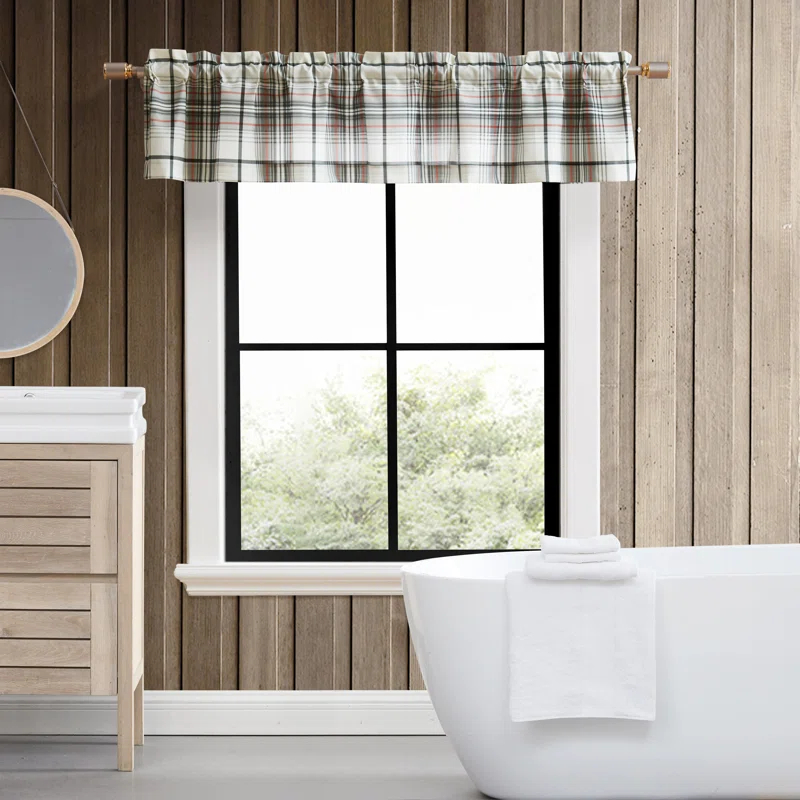 Eddie Bauer Eddie Bauer Alder Plaid Grey Pole Top Window Valance