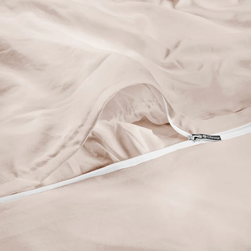Chanasya Chanasya Ruched Ruffled Pleated Textured Washed Microfiber Duvet Set
