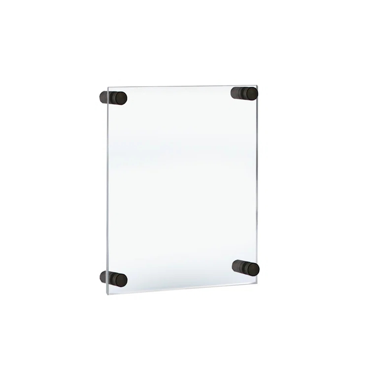 Azar Displays Floating Acrylic Wall Frame with Black Stand Off Caps: 18" x 24" Graphic Size, Overall Frame Size: 22" x 28"