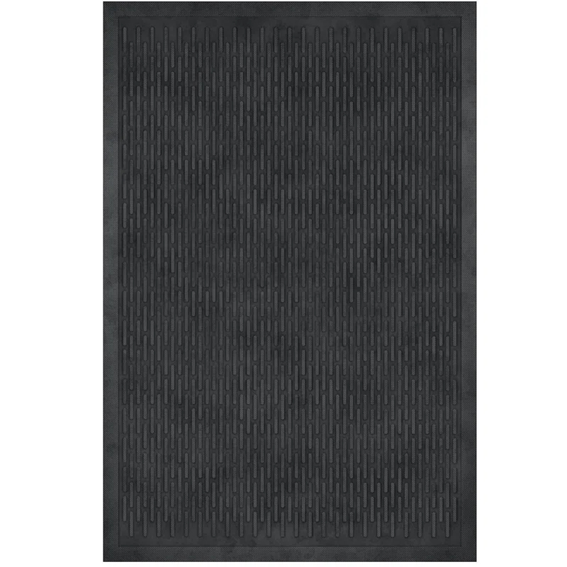 Ottomanson Easy clean, Waterproof Non-Slip Indoor/Outdoor Rubber Doormat, Black