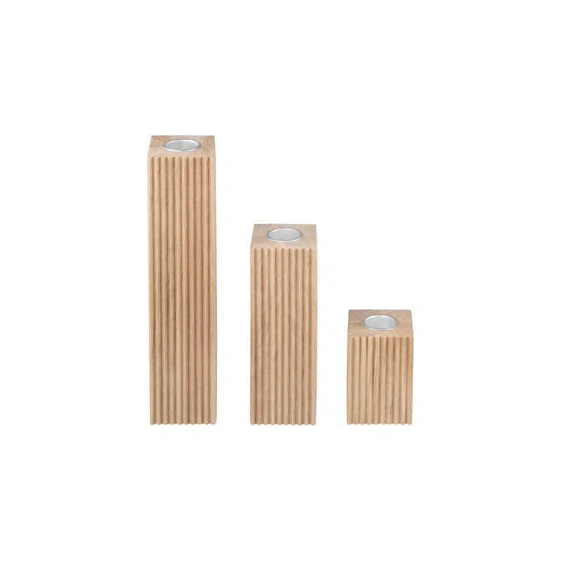 Blomus DREVA Oak Candle Holder Set - 3 pcs