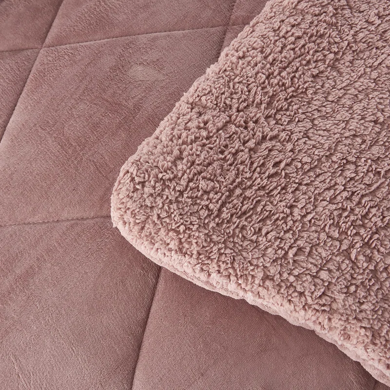 JML JML BorregoSolid1024 Microfiber Reversible 3 Piece Comforter Set, Sherpa Flannel Fleece Bed Blanket, King/Queen