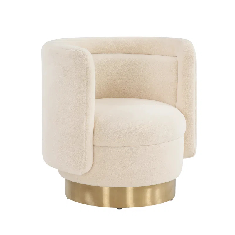 Everly Quinn Tews 29.7" Wide Polyester Swivel Barrel Chair | Wayfair
