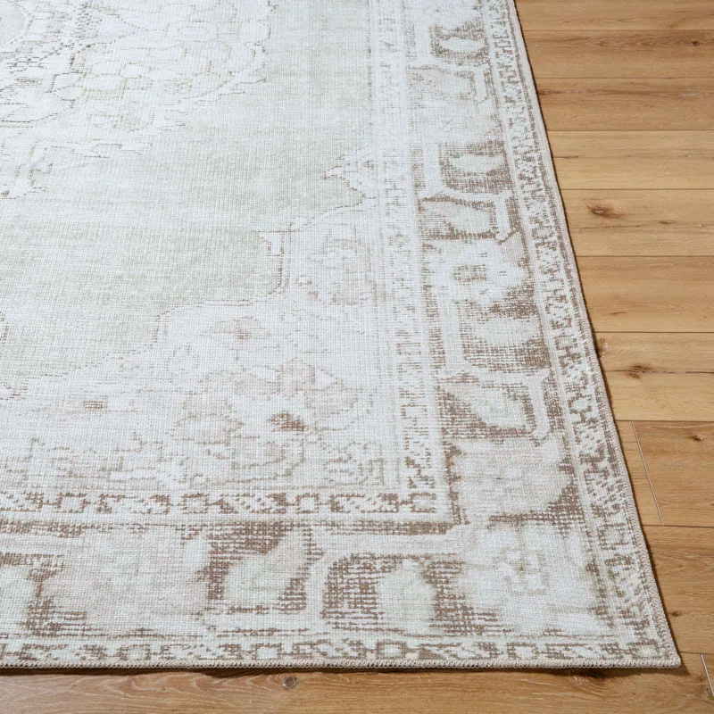 Our PNW Home x Livabliss Our PNW Home x Livabliss Machine Washable Oriental Boho Cream Light Brown Area Rug